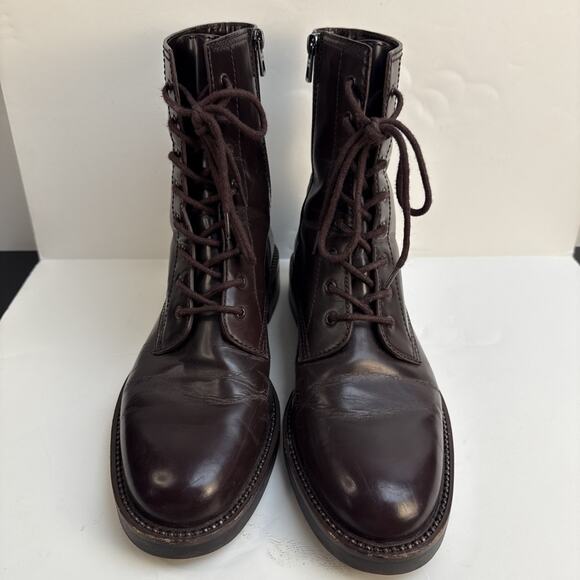 Coach Womens Edison Leather Boots Chestnut Brown sz 9.5 B Side Zipper VG Used - Picture 6 of 14